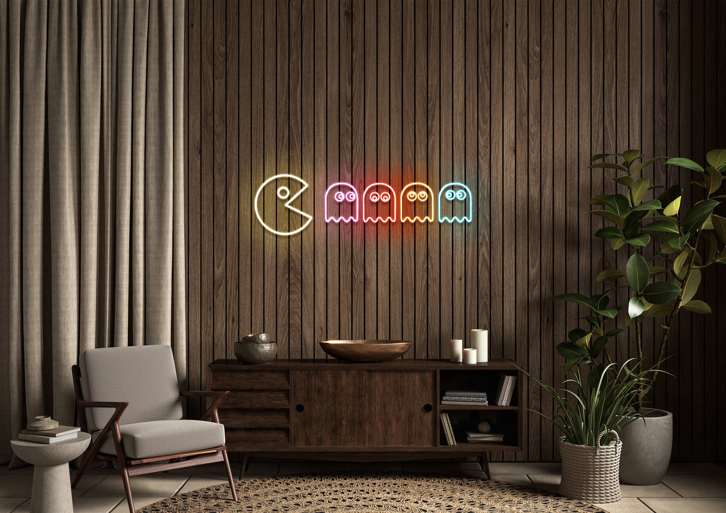 Pac Man Chase - Neon Sign