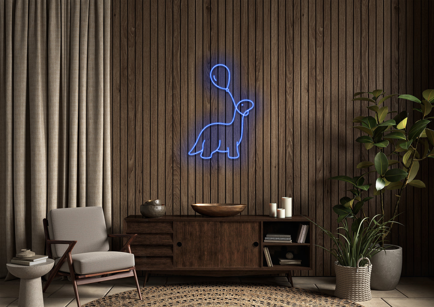 Dino & Balloon - Neon Sign