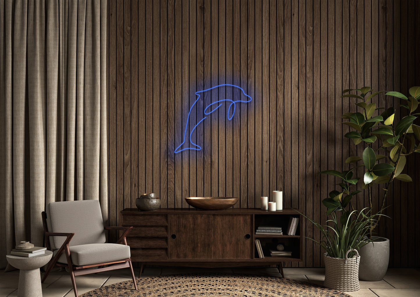 Dolphin (Line) - Neon Sign