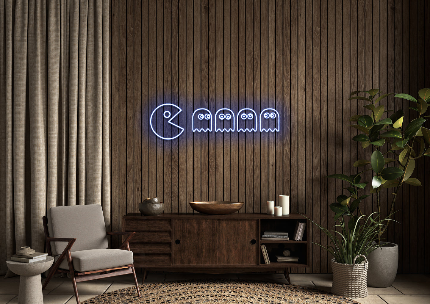 Pac Man Chase - Neon Sign