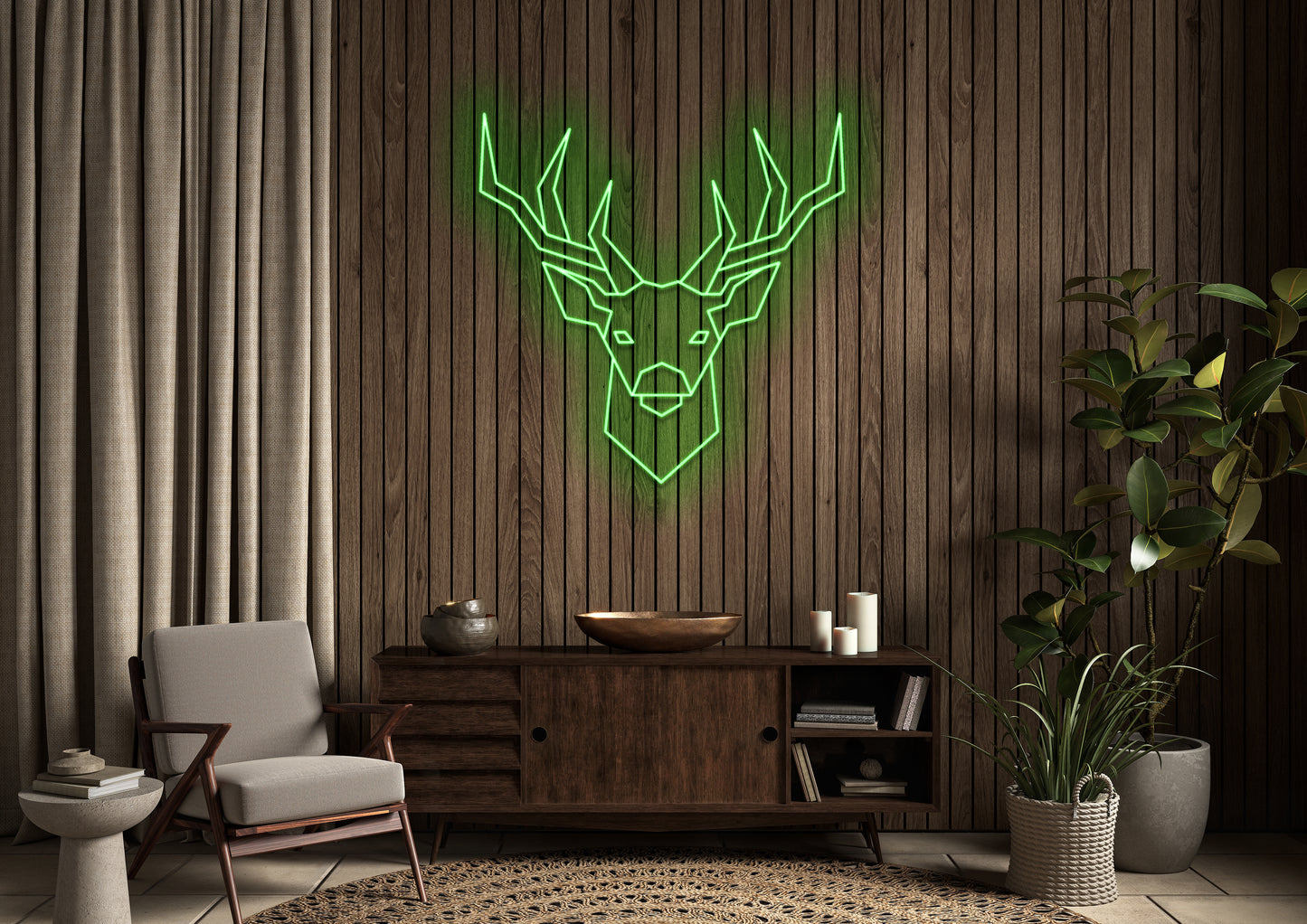 Stag Head - Neon Sign