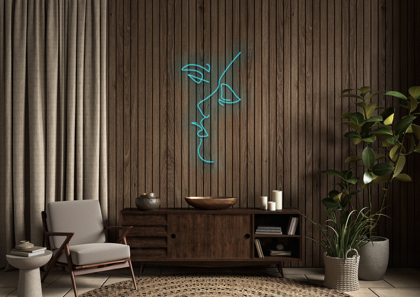 Kissing line art - Neon Sign