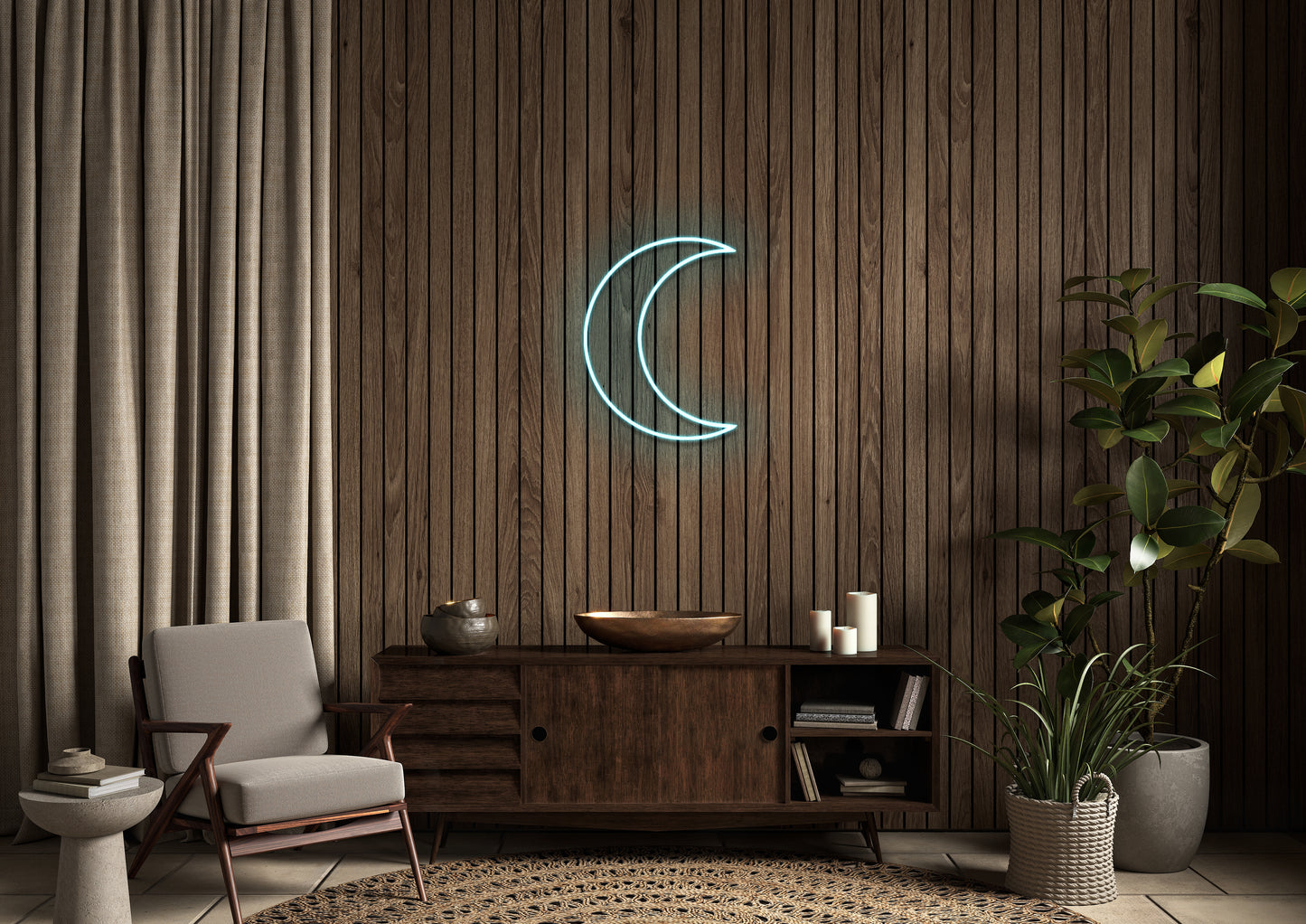 Moon (Single Line) - Neon Sign