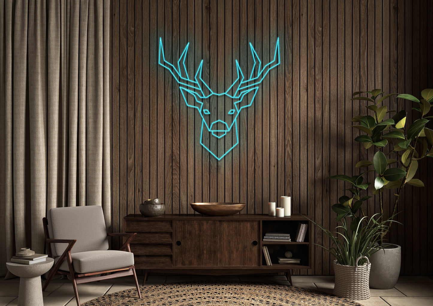 Stag Head - Neon Sign