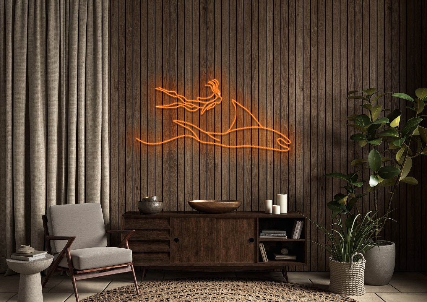 Diver and Ray - Neon Sign