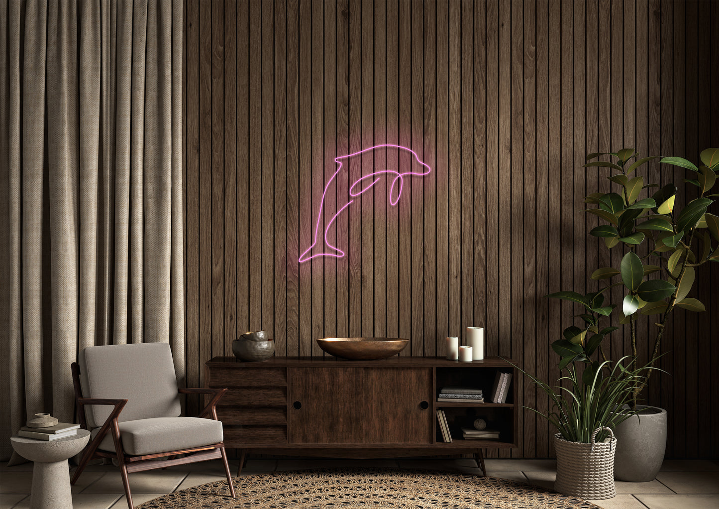 Dolphin (Line) - Neon Sign