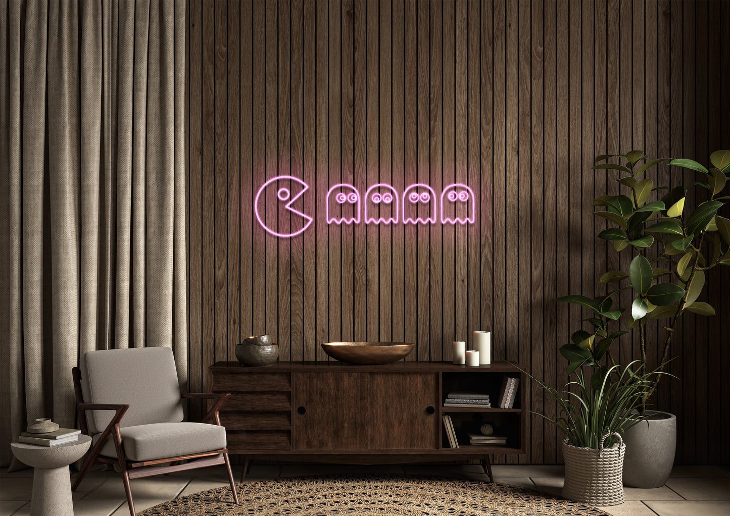 Pac Man Chase - Neon Sign