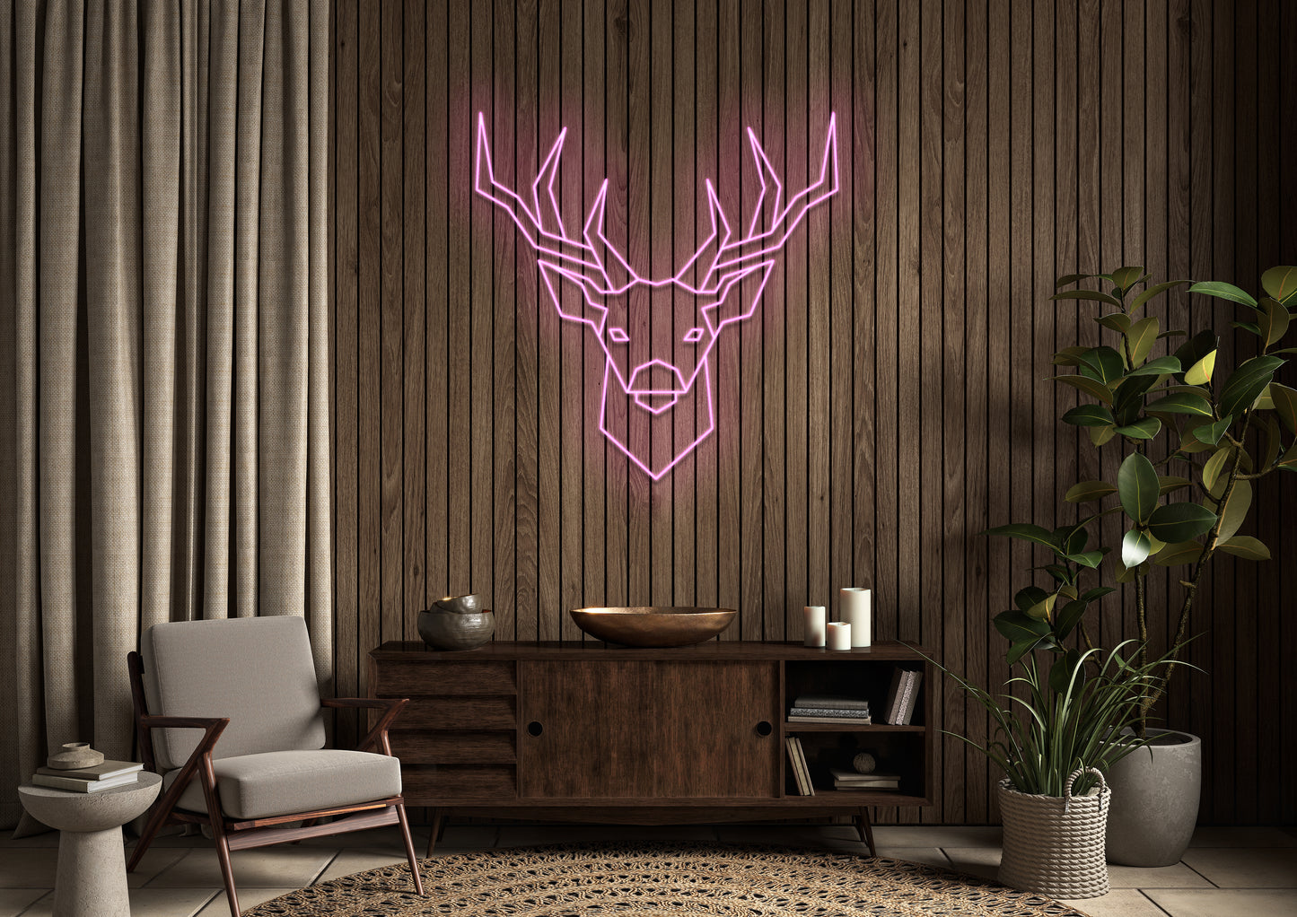 Stag Head - Neon Sign