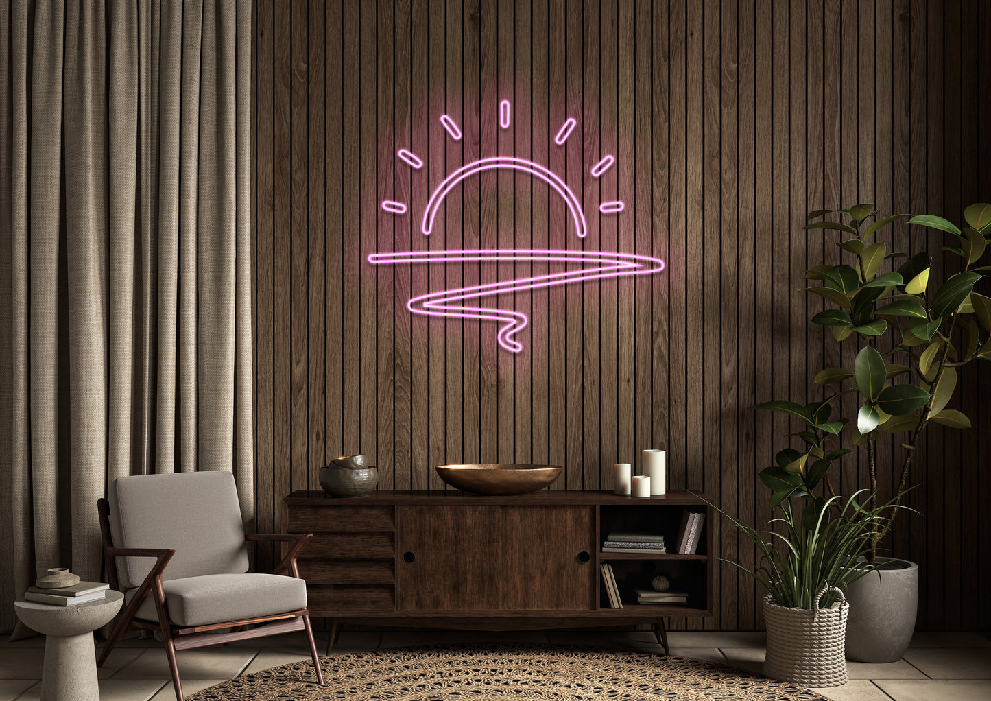 Sunset Outline (Double Line) - Neon Sign