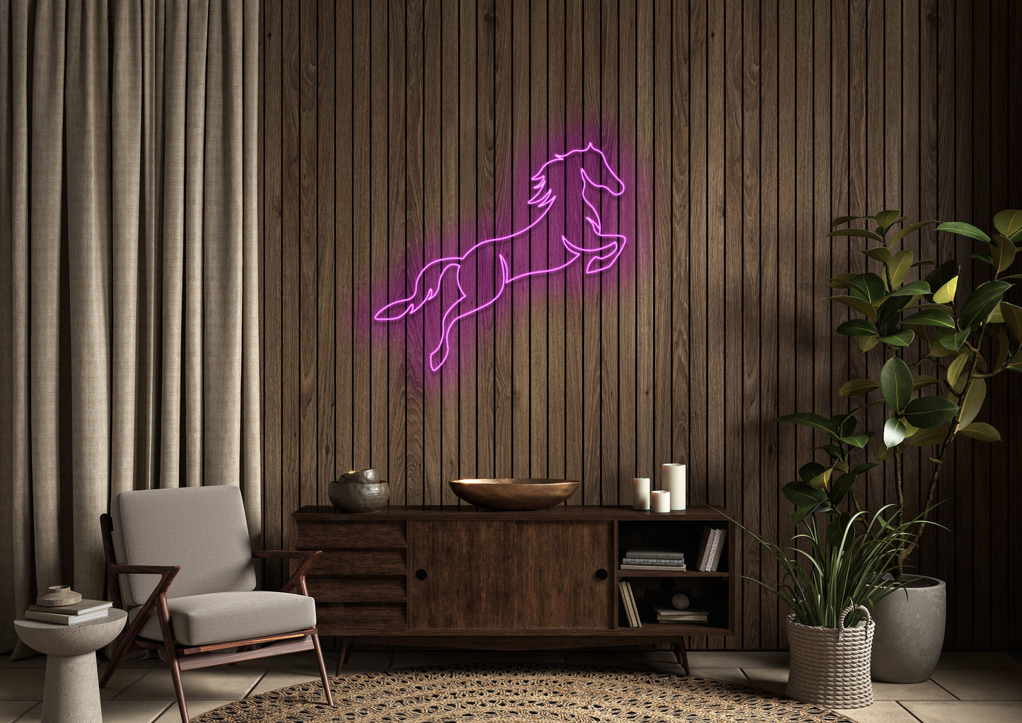 Horse Jumping - Neon Sign