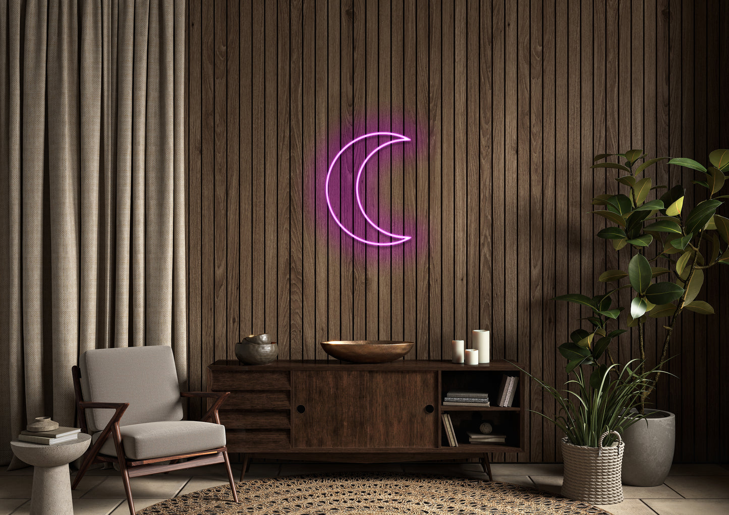 Moon (Single Line) - Neon Sign