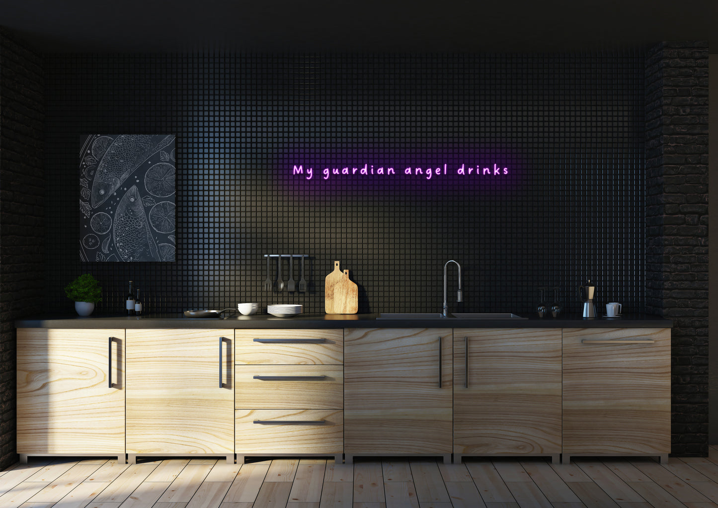 My Guardian Angel Drinks  - Neon Sign