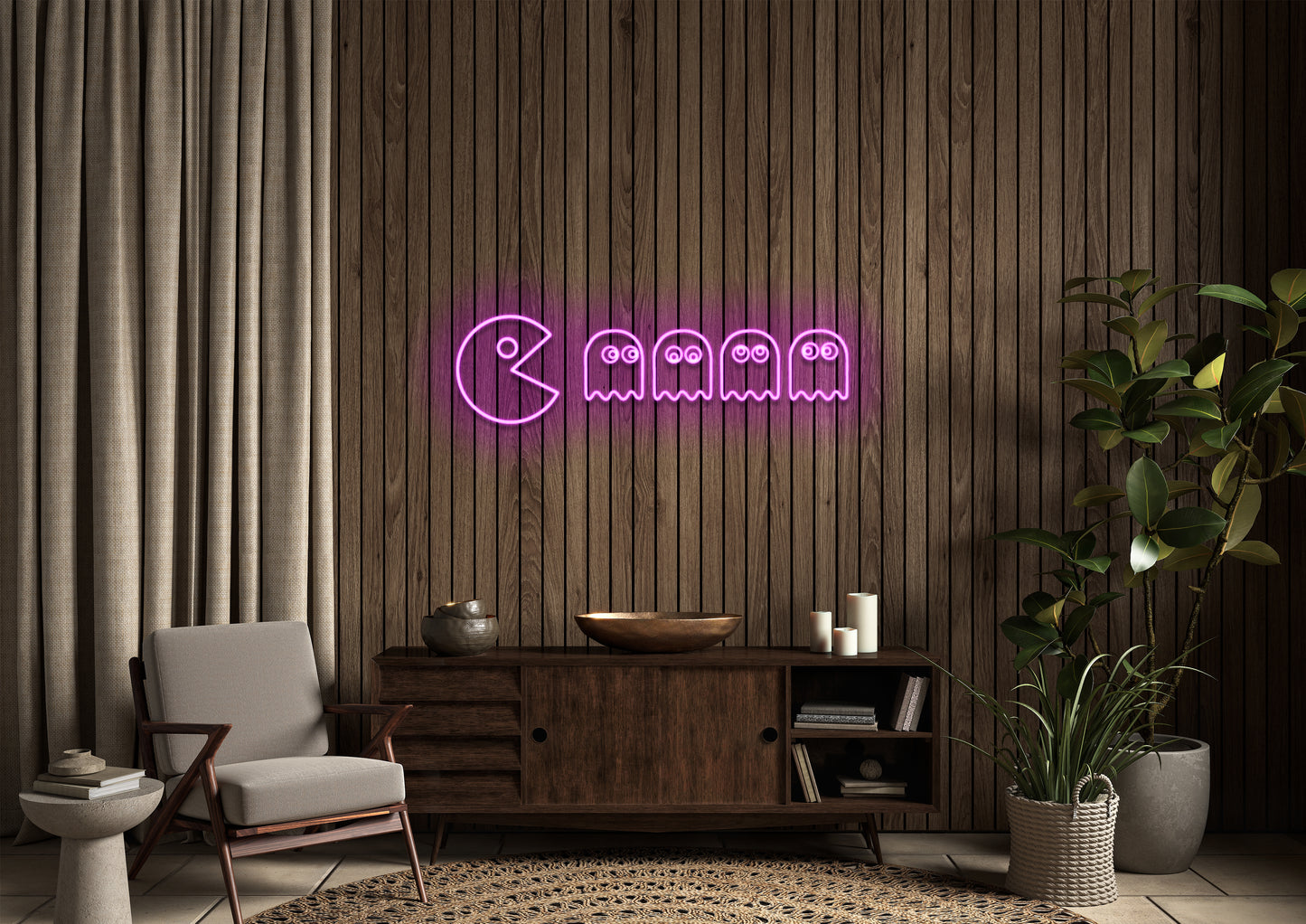 Pac Man Chase - Neon Sign