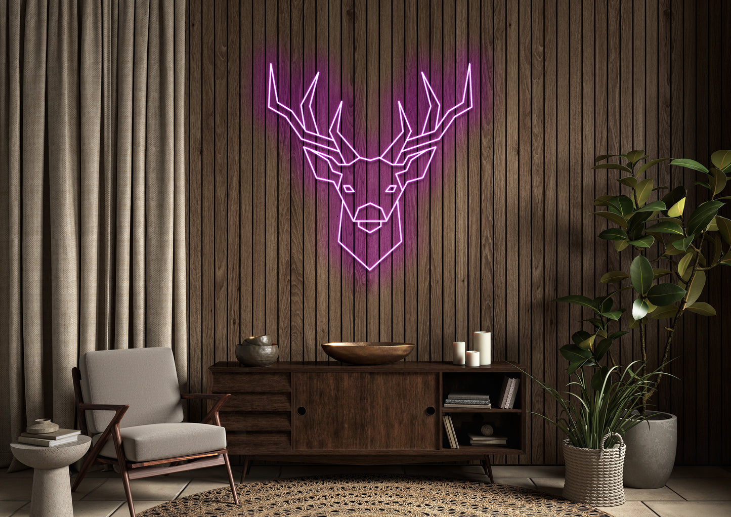 Stag Head - Neon Sign