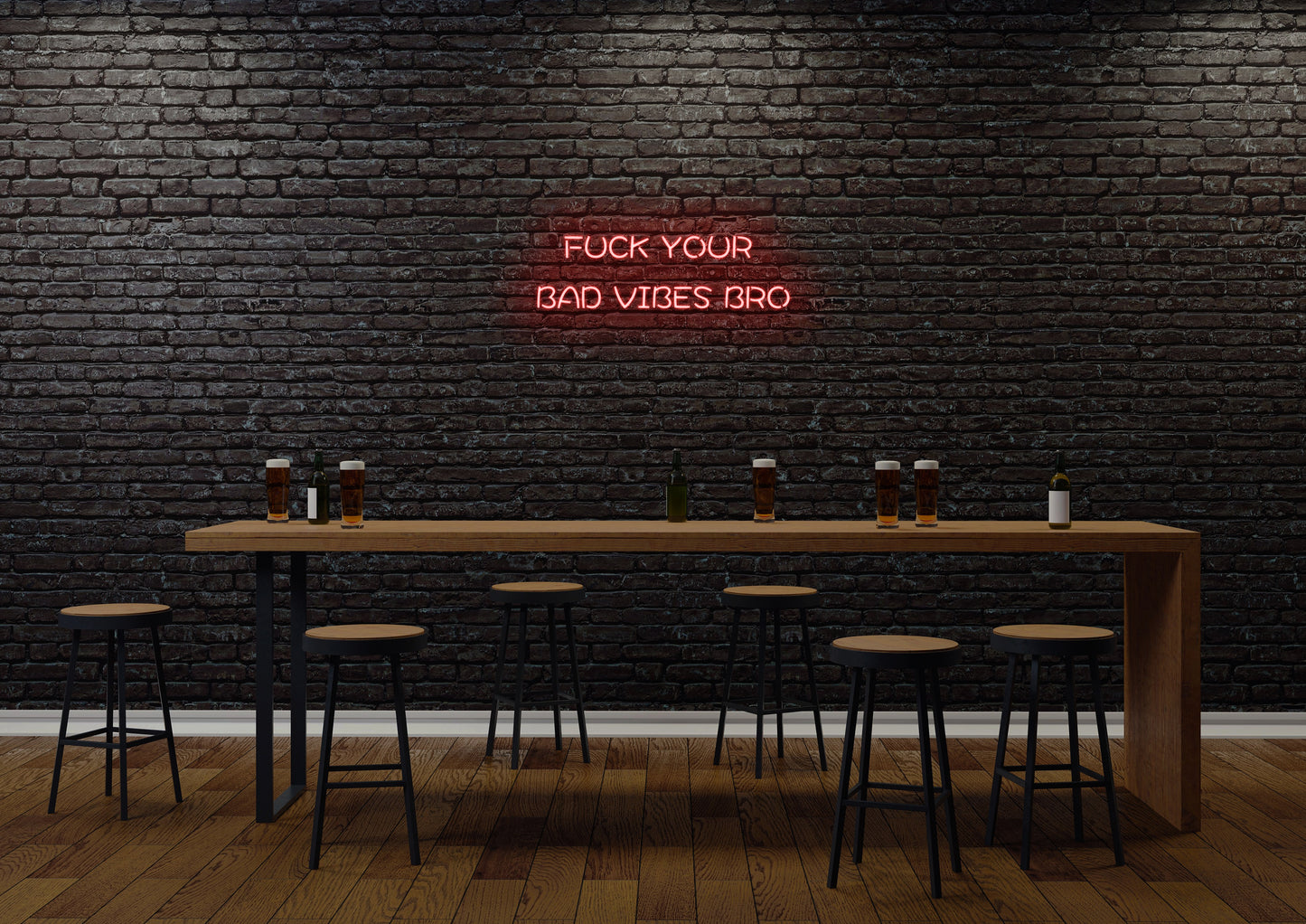F Your Bad Vibes Bro - Neon Sign