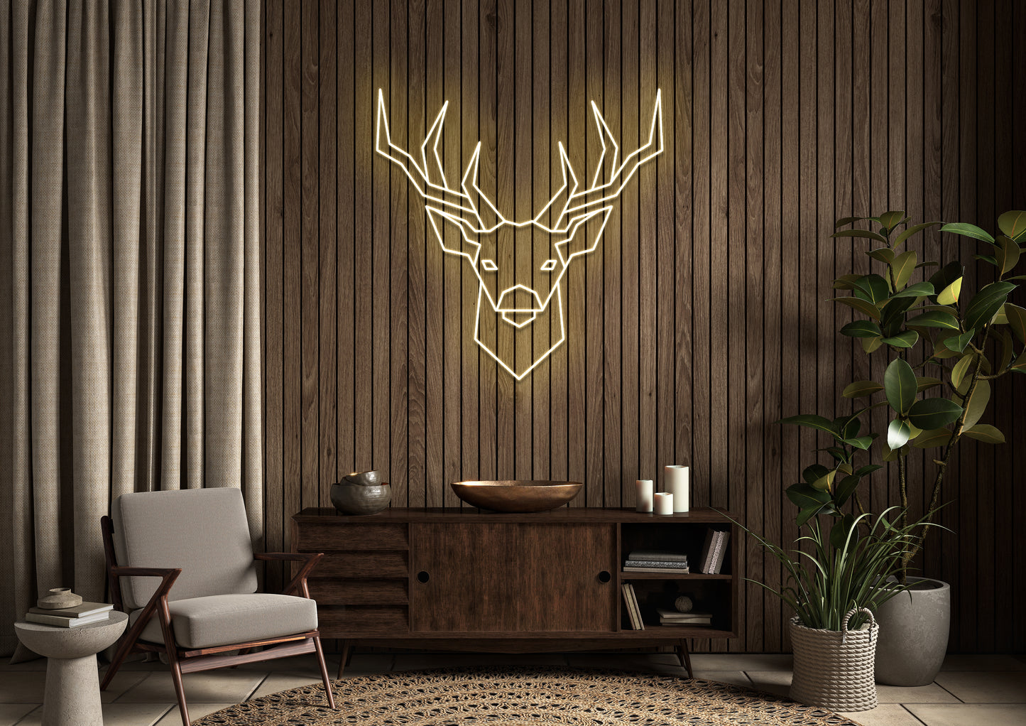 Stag Head - Neon Sign