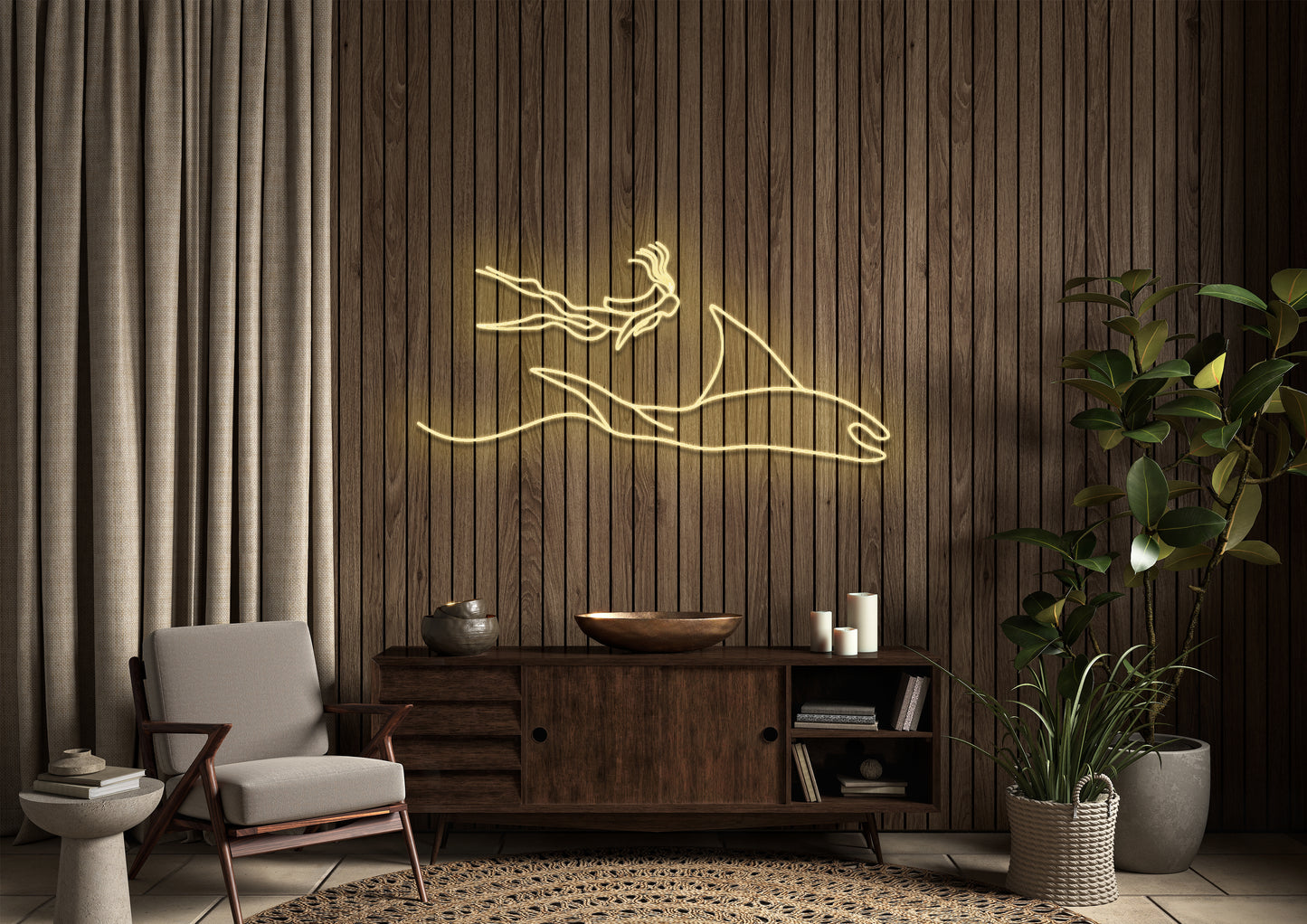 Diver and Ray - Neon Sign