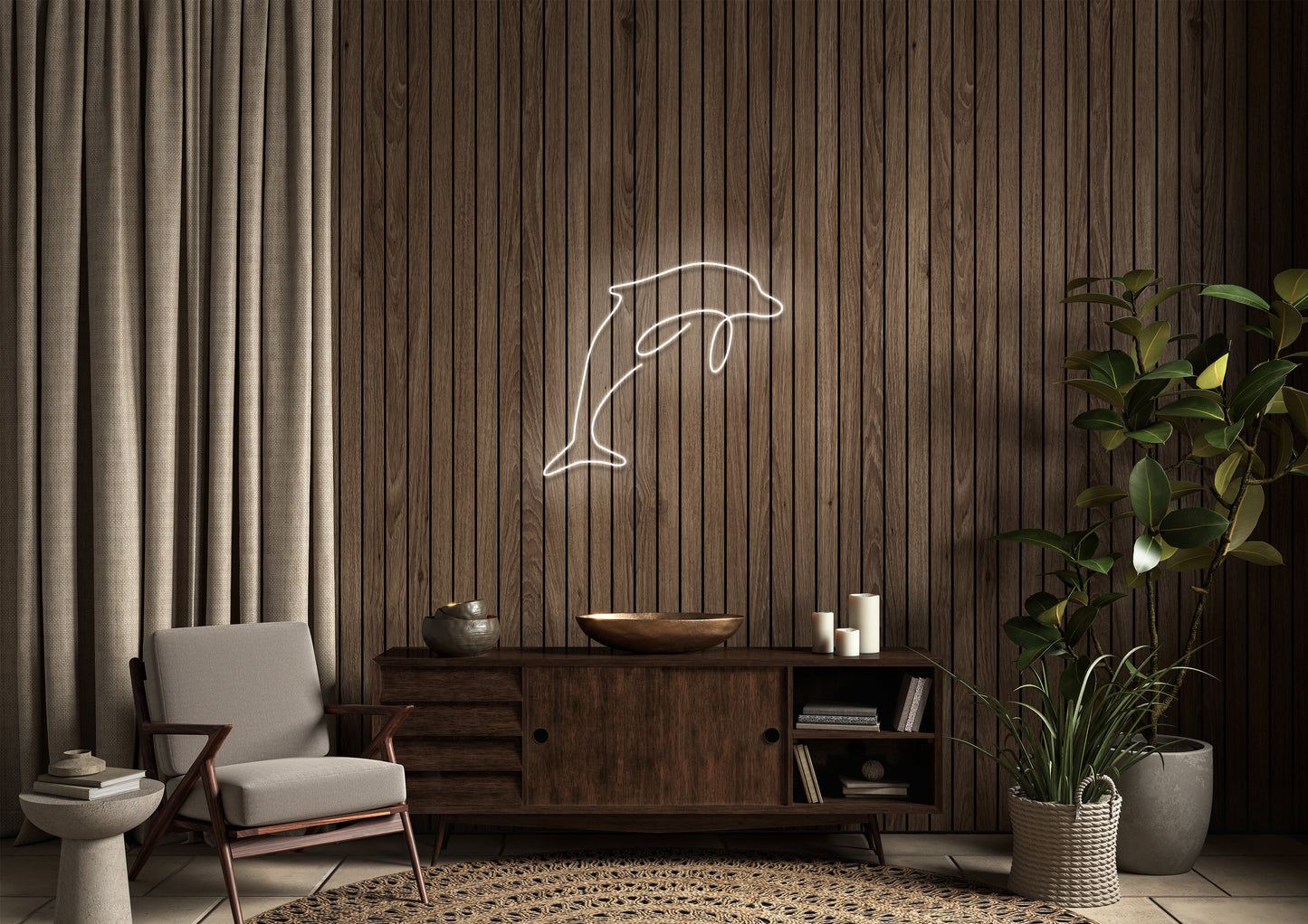 Dolphin (Line) - Neon Sign