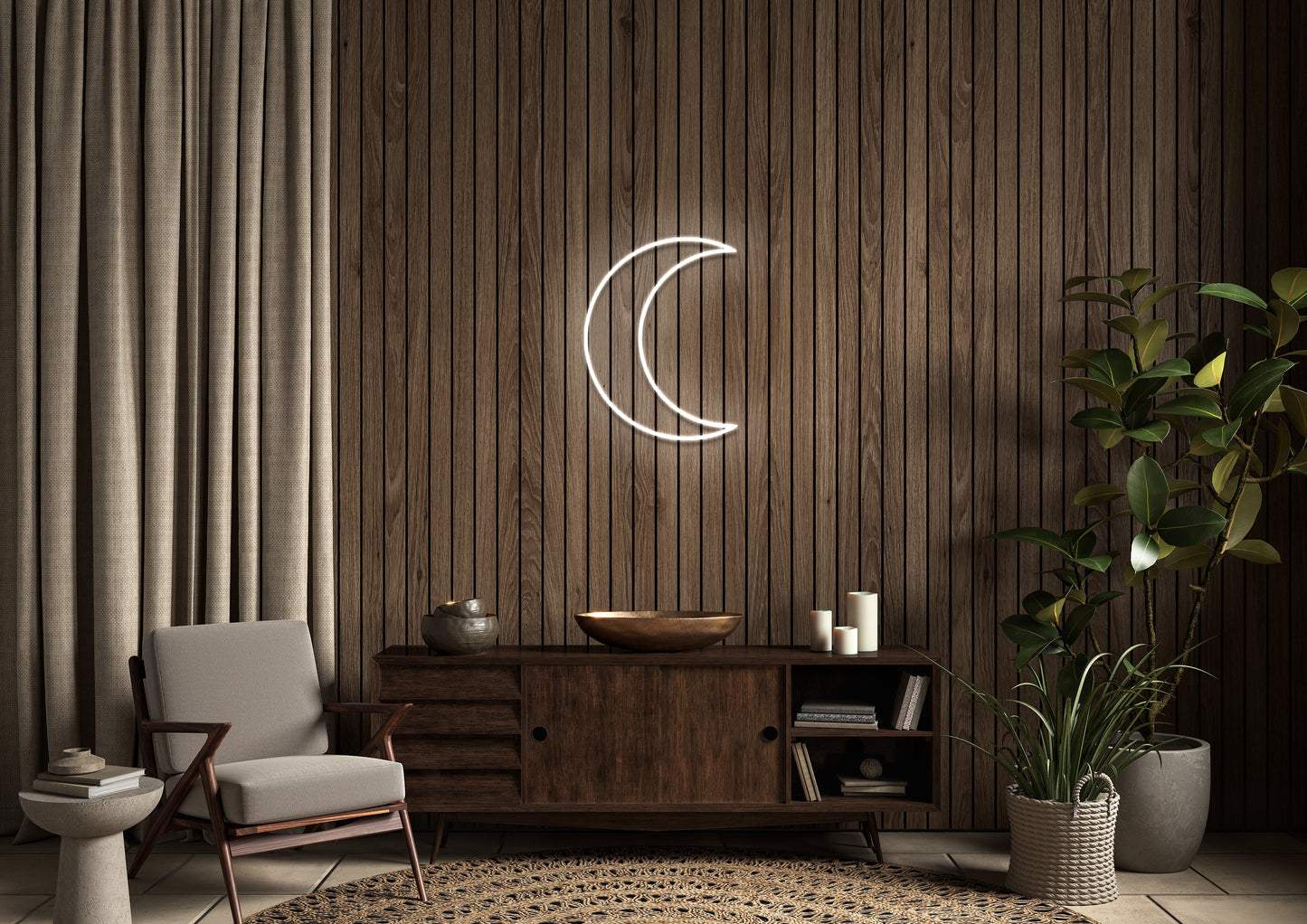 Moon (Single Line) - Neon Sign