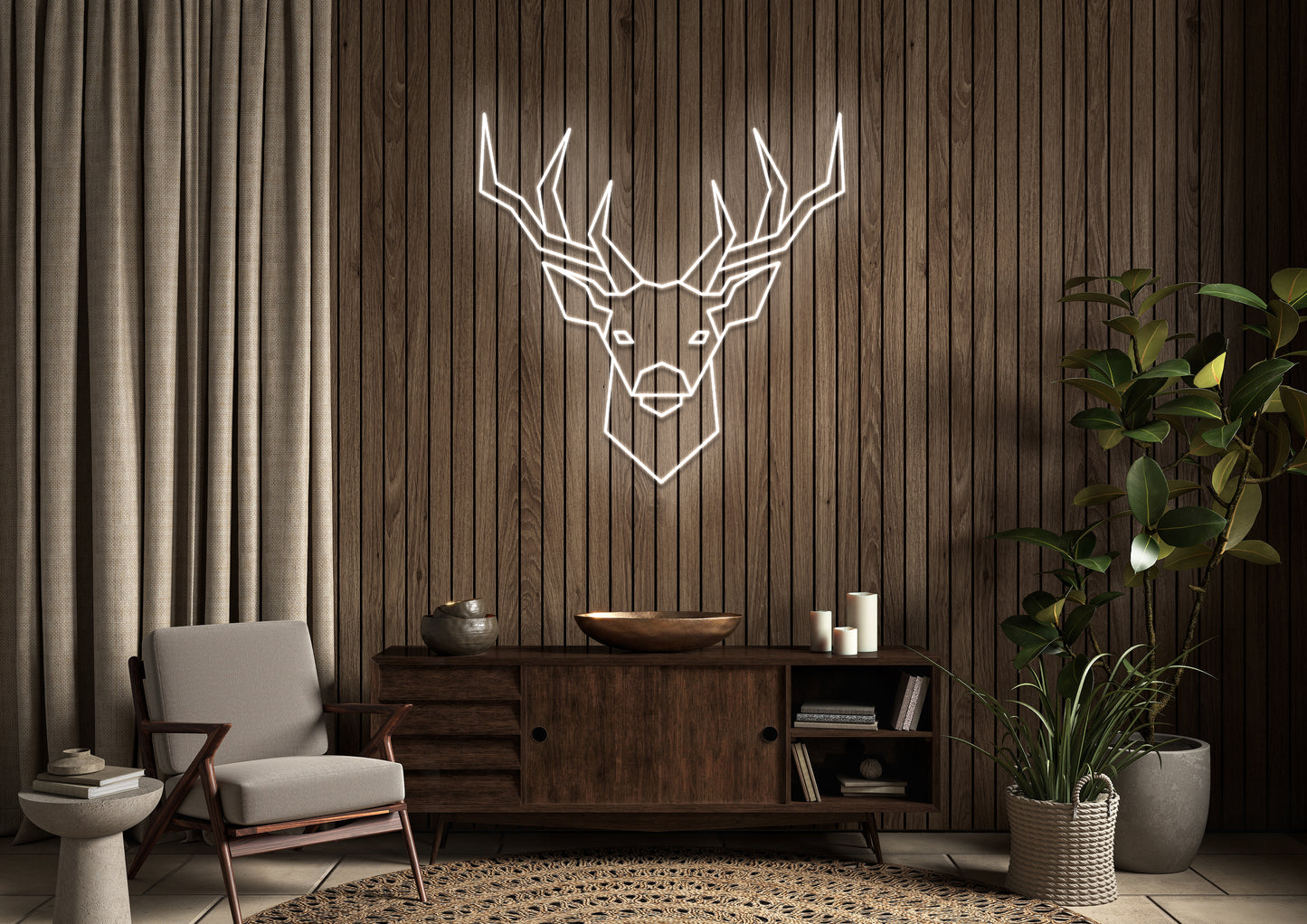 Stag Head - Neon Sign