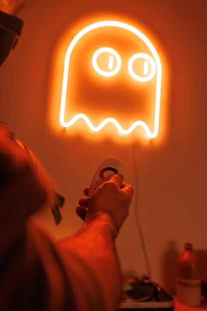 Pac Man Ghost (single line) - Neon Sign