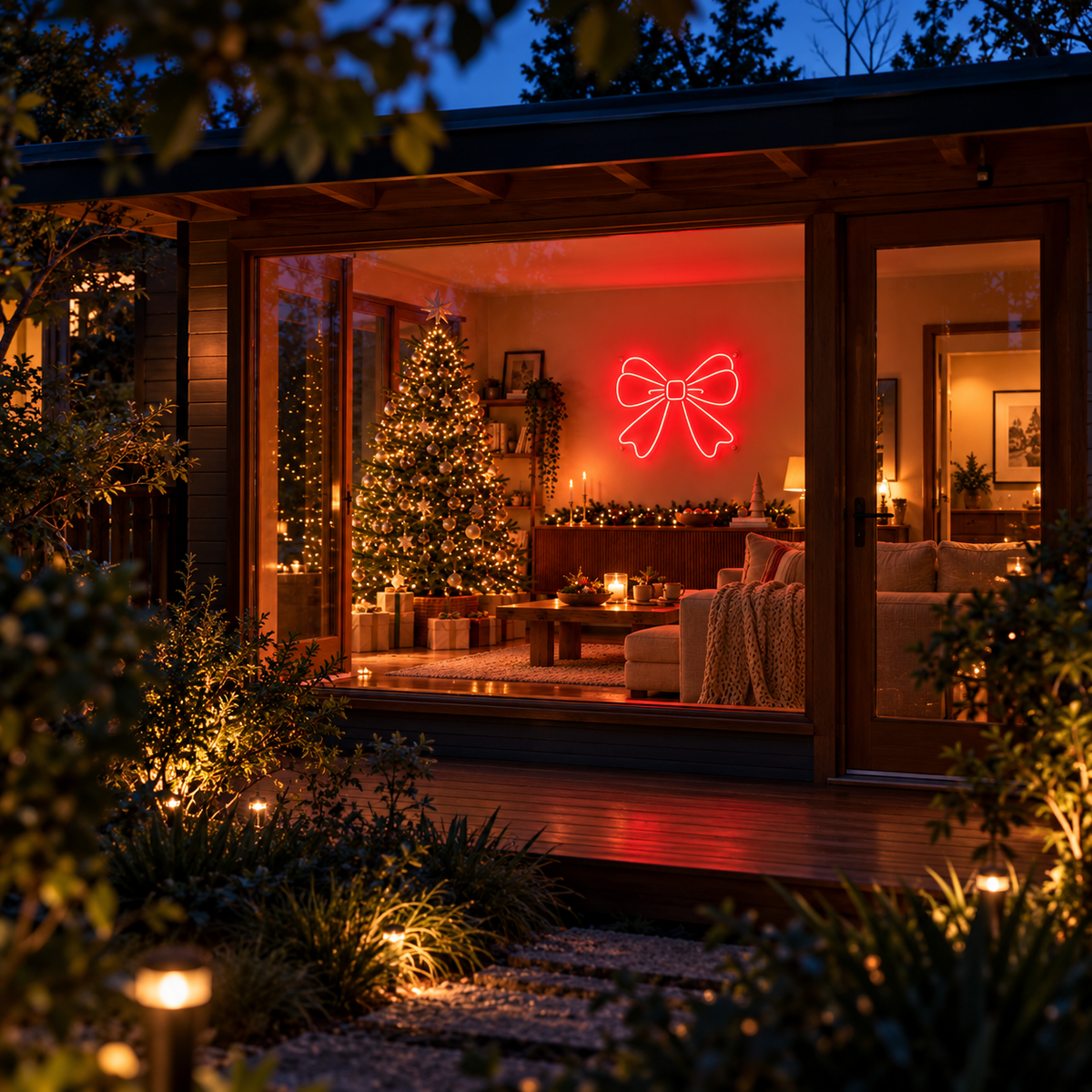 Christmas Bow - Neon Sign