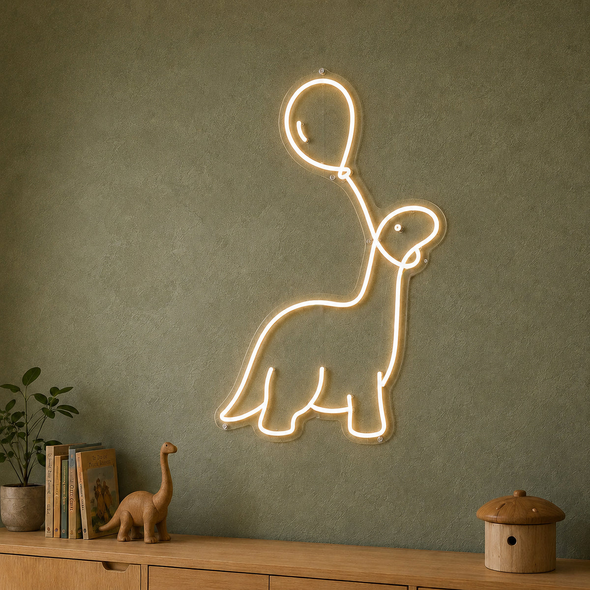 Dino & Balloon - Neon Sign