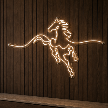 Horse Running Line art - Neon Sign