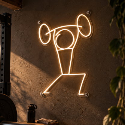 Stickman Weightlifting - Neon Sign
