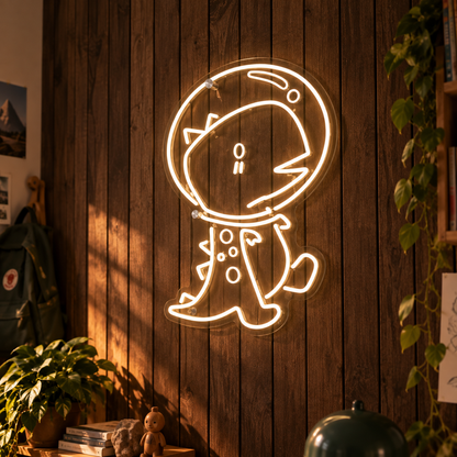 T-rex Bubble Head (single line) - Neon Sign