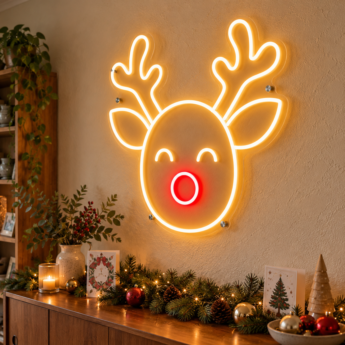 Red Nose Reindeer - Neon Sign