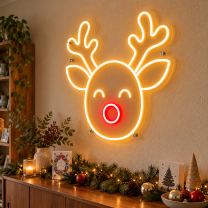 Red Nose Reindeer - Neon Sign