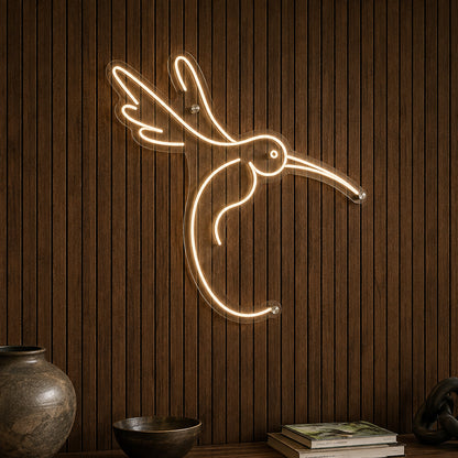 Hummingbird Line Drawing - Neon Sign
