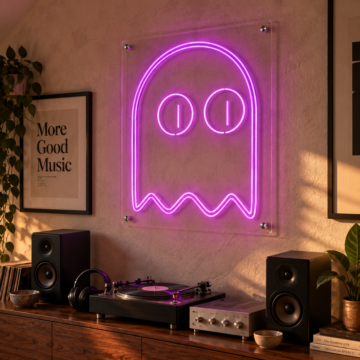 Pacman Ghost (double line) - Neon Sign