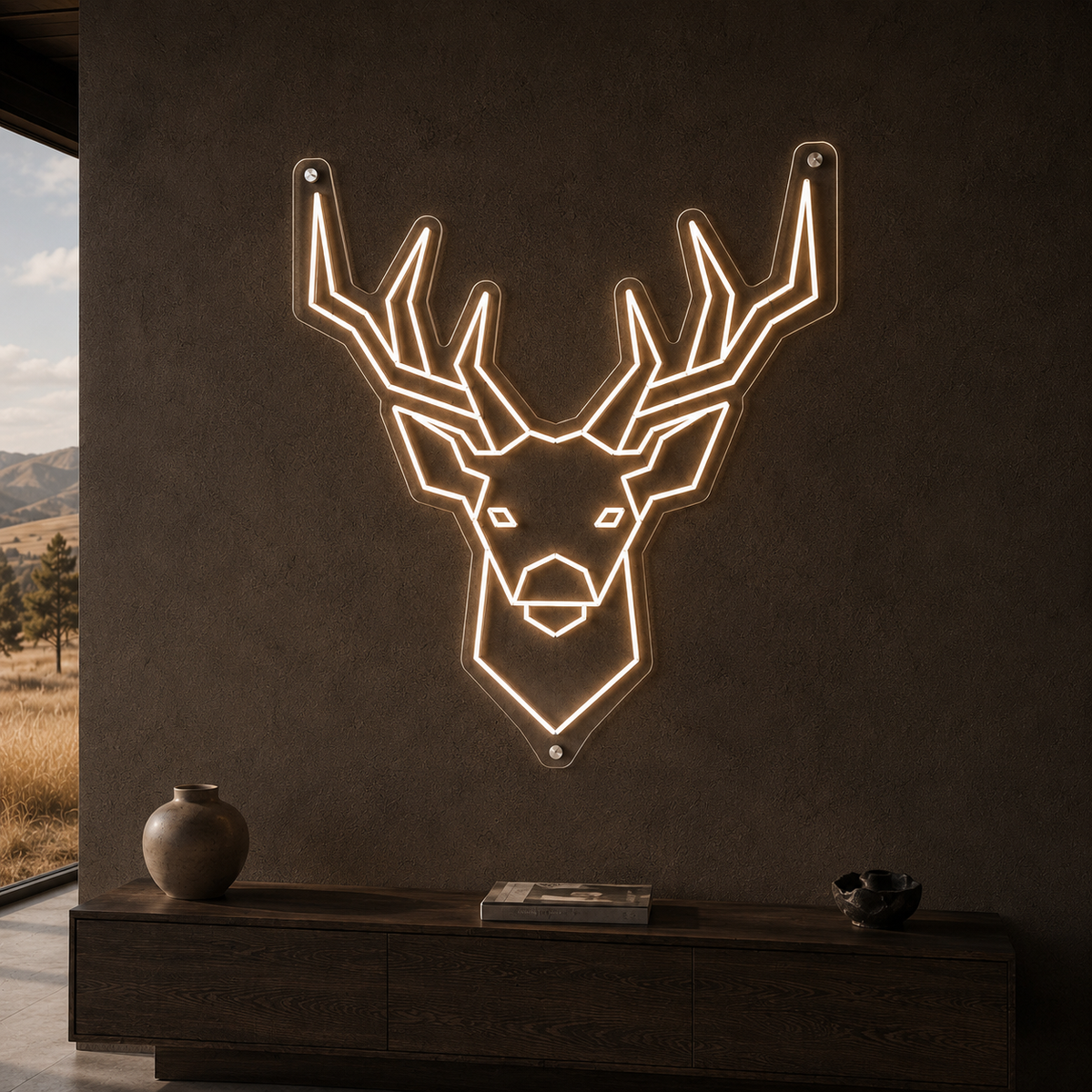 Stag Head - Neon Sign