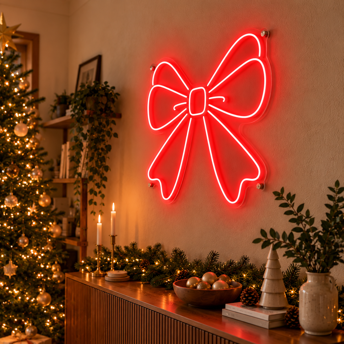 Christmas Bow - Neon Sign
