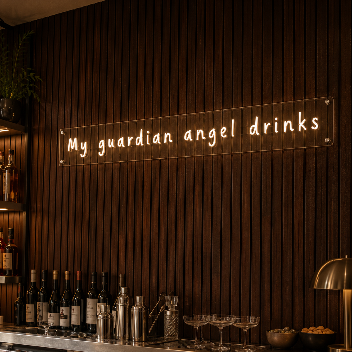 My Guardian Angel Drinks  - Neon Sign