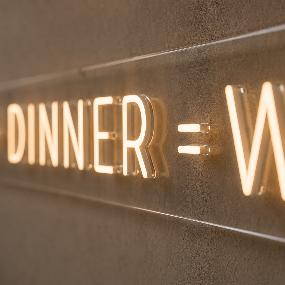 Wine + Dinner = Winner - Neon Sign