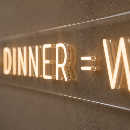Wine + Dinner = Winner - Neon Sign