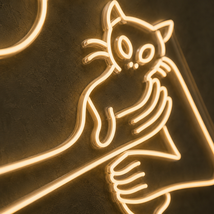 Alien and Cat - Neon Sign