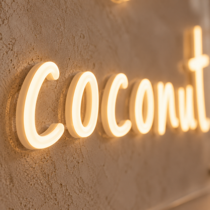 Coconut and a Surfboard - Neon Sign