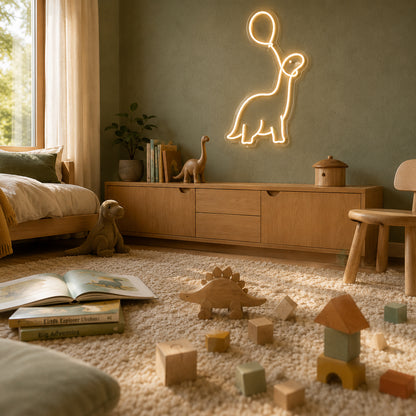 Dino & Balloon - Neon Sign