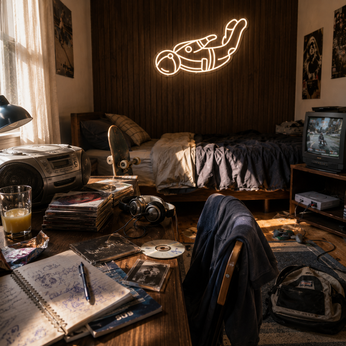 Astronaut Falling - Neon Sign
