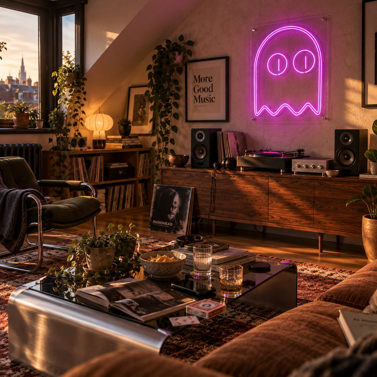 Pacman Ghost (double line) - Neon Sign