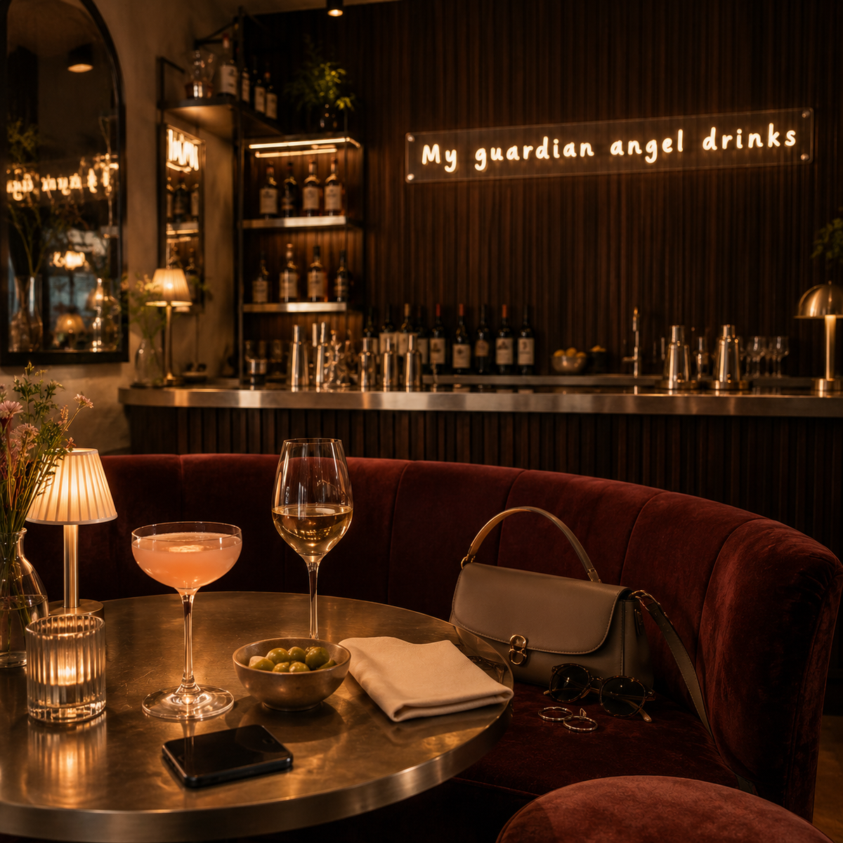 My Guardian Angel Drinks  - Neon Sign