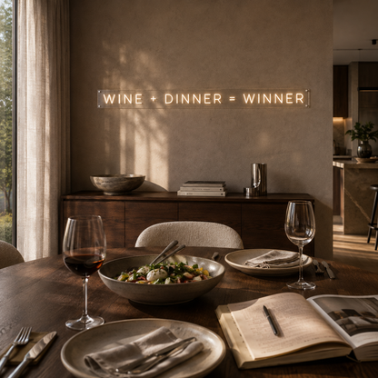 Wine + Dinner = Winner - Neon Sign