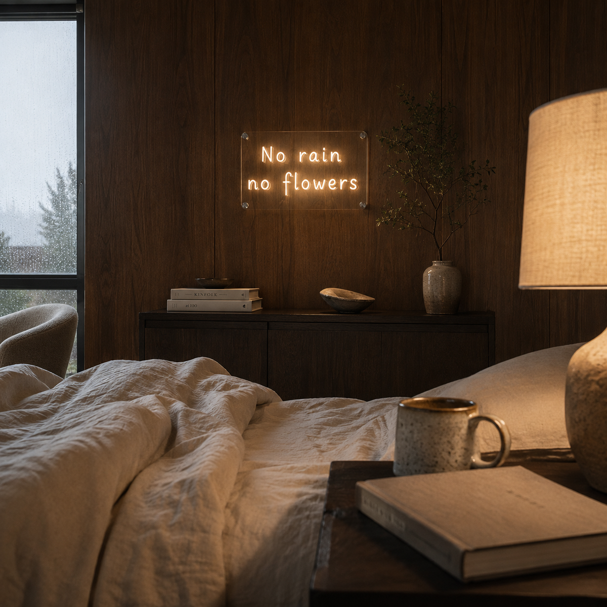 No Rain, No Flowers  - Neon Sign