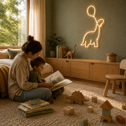 Dino & Balloon - Neon Sign