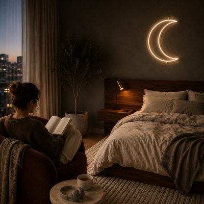Moon (Single Line) - Neon Sign