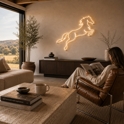 Horse Jumping - Neon Sign